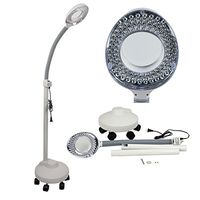 5X Magnifying Lamp LED Magnifier Light Glass Lens W/Adjustable Gooseneck, Floor Rolling Stand Facial Beauty Spa Salon Light Equipment Visual Aid