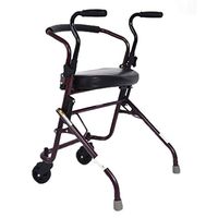 Walkers Steel Tube Double Armrest Folding Belt Wheel for The Elderly Disabled Walking Auxiliary Four-Legged Stick 53cm50cm81cm MUMUJIN