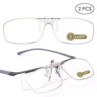 LUFF 2-Pack Anti-Blue Clip On Reading Glasses Can be Flipped up,Clip onto Prescription Glasses Portable Reader Magnifiers Transparent Lens Matrix Full-Frame Style for Myopia Women/Men(2.0X)