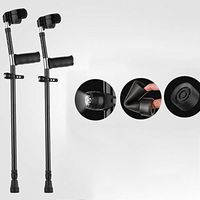 Health Black Crutches with Grip and Comfort Handle - Aluminum Alloy Forearm Crutch Assistance, Lightweight Walking Aid,B,2PCS
