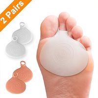 Metatarsal Pads Ball of Foot Cushions - Soft Gel Ball of Foot Pads for Rapid Pain Relief (1 Pair of Milky White + 1 Pair of Flesh Color)