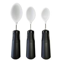 Adaptive Utensil OXO Good Grips Silicone Coated 3- Piece Set: Tablespoon Teaspoon Small Spoon. Bendable, Non Weighted. Built Up Handle. Helps Protect Teeth, Lips, Gums. for Biting Reflex, Parkinsons