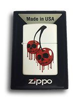 Zippo Custom Lighter - Skull Cherries - Regular White Matte