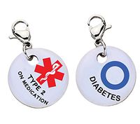 Type 2 on Medication XLarge with Blue Circle Medical ID Bracelet Charm-Parent (Stainless Steel),XX13