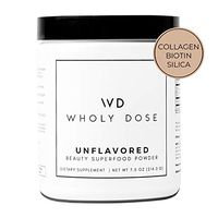 Wholy Dose UNFLAVORED Beauty Superfood Powder | Collagen + Biotin + Silica Horsetail Supplement Powder | Clean, Pure, Premium, Grass-Fed Protein, Keto, Paleo