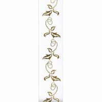 Offray, White & Gold Sheer Vineyard Craft Ribbon, 1 1/2-Inch x 9-Feet