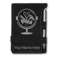 Mini Notepad, Hair Stylist, Personalized Engraving Included (Black with Silver)