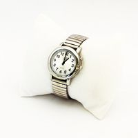 One-Button Talking Watch with Alarm - Silver w/Silver Face-Female-Expansion Band