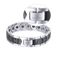 U7 Germanium Magnetic Therapy Bracelet Pain Relief Health Care Wrist Chain Bracelets, 8.6 Inches Resizable (Arrow Weave-Black Customized)