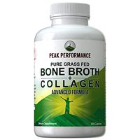 Bone Broth Collagen Capsules. 180 Pills of Grass Fed Bone Broth Collagen Protein Peptides. Contains All 3 Collagen Types 1, 2, and 3. Pure Pasture Raised Paleo Friendly Tablets for Women and Men