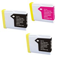 Amsahr LC51BKR-SET3 Compatible with Brother LC51BK, DCP-130C Remanufactured Replacement Ink Cartridges