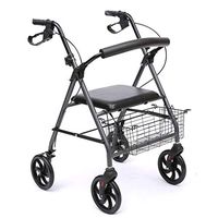 HMHD Durable Folding Rollator Walker with 4 Wheels,Hand Brake Seat Adjustable Height,Senior Walking cart,Lightweight Trolleys Leisure Shopping cart,Drive Mobility Aid Aluminum Alloy Frame