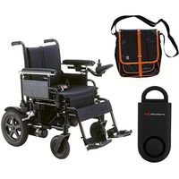 Drive Cirrus Plus EC Folding Power Wheelchair, 18" Seat & FREE 130 dB Silver Personal Safety Alarm/Siren! + Black Medical Utility Bag!