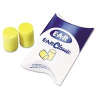 E-A-R Classic Earplugs, Pillow Paks, Uncorded, PVC Foam, Yellow, 200 Pairs/Box