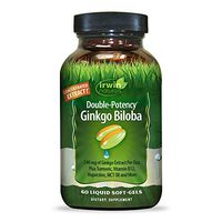 Irwin Natural Double-Potency Gingko Biloba 240mg Extra Strength Brain Health Supplement - Enhance Memory, Mental Focus, Alertness, Concentration & Herbal Energy Booster - 60 Liquid Softgels
