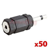 50x Audio Connector 3.5mm Mono Plug to 2.5mm Stereo Jack Adapter Lot Pack