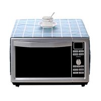 Oil-Proof and Dustproof Microwave Oven Cover, Electric Stove Cover Towel Small Canvas Active Printing and Dyeing Cotton Linen Dust Cover (100 35) (Color : Green Grid)