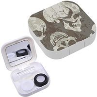 Portable Contact Lens Case Box Travel Kit Mirror + Bottle + Tweezers Container Holder [ Skulls ]