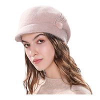 Theoylos Womens Snow Warm Knit Hat Winter Wool Skull Cap Ladies Slouchy Cap with Visor Comfort Plush Ski Cap