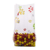 Small Color"Rainbow Paw Print" 7x2x3" Cello Cookie Treat Food Goodie Snack Bags (100 ct)