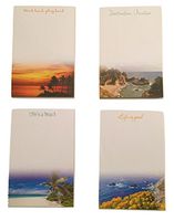 Escape from Reality Tropical Themed Notepads ~ Destination: Vacation, Life's a Beach, Word Hard Play Hard, Life is Good (4 Pads; 4” x 6” Each; 40 Sheets Each)
