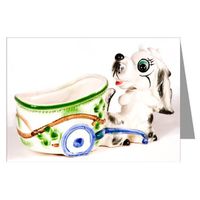 Vintage Kitsch Ceramic Collectible Dog Cart Notecard Set