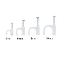 AISIBO Round Cable Wire Clips 4mm 6mm 8mm 10mm White Circle Cable Clips with Steel Nail, RG6 RG59 CAT5 CAT6 RJ45 Cord Tie Holder for Electrical, Ethernet, TV, Speaker Wires Cable Staples (Pack of 400)