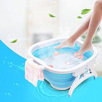 Home Folding Foot Bath Basin Plastic Massage Footbath Household Foot Bath Adult - Portable Washing Basin - Space Saving Wenniu,Blue