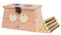 OuYang Hengzhi Natural Solid Wood Moxibustion Box Home Use + 10 Moxa Sticks Shuang Kong Shi Mu Ai Jiu He 天然实木艾灸盒两孔