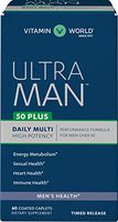 Vitamin World Ultra Man 50 Plus Daily Multivitamin | Feat. Zinc, Flaxseed, Amino Acids, Vitamins B6, B12, C, E, Folic Acid | Health & Wellness Multi-Supplement for Men Over 50, 60 Caplets