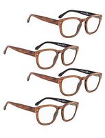 READING GLASSES 4 pack Professor Vintage Style Readers (Anti-Brown, 0.75)