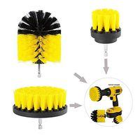 Makeupstore 4 Piece Softand Stiff Power Scrubbing Brush Drill Attachment for Cleaning Combo Tool Kit (Yellow)