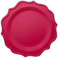 Posh Setting Festive Collection Fucsia Plates, Scalloped Medium Weight Plastic Colored 8 inch Party Plates (12 Pack)