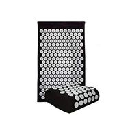 Acupressure Massage Mat with Pillow Body Pain Stress Relief Acupuncture Spike for Yoga Cushion Health Massager Care,Black Set