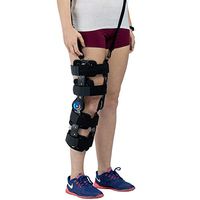 Hinged ROM Knee Brace with Strap, Adjustable Leg Stabilizer Post OP Recovery Immobilization Splint - Medical Orthopedic Guard Protector Patella Injury Immobilizer Brace