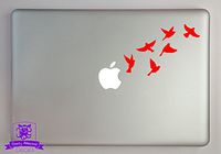 Overly Attached Decals Small Flock of Birds in Flight Vinyl Decal Sized to Fit A 11" Laptop - Red