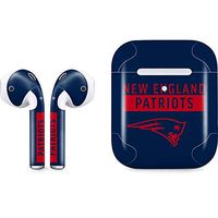 Skinit Decal Audio Skin for Apple AirPods with Wireless Charging Case - Officially Licensed NFL New England Patriots Blue Performance Series Design