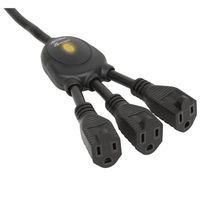 Accell PowerSquid-Jr Flexible Power Strip - 3 Outlets, 3-Foot Cord, ETL Listed - Black Grounded Extension Cord Outlet Multiplier