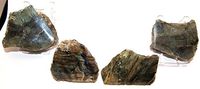 Labradorite Crystals Slice Set - One Side Polished and Raw Pieces - LABSL12