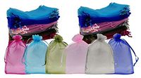 Sheer Organza Bags 60pcs Favor Gift Bag Drawstring Mesh Bags Business Packages (4x6, mix)