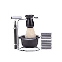 Shaving Brush Set,FTXJ Shaving Brush Set Stainless Steel Shaving Stand and Soap Cup Kit Perfect for Men (white)