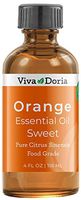 Viva Doria 100% Pure Sweet Orange Essential Oil, Undiluted, Food Grade, Southeast - USA Orange Oil, 118 mL (4 Fl Oz)