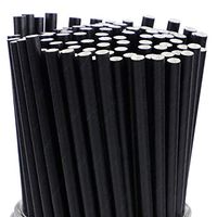 100 Paper Straws, Biodegradable fun straws, Striped Paper Straws, Bulk Set of Biodegradable Straws, Perfect For Birthdays, Weddings, Bachelorette Parties, and much more! (Solid Black)