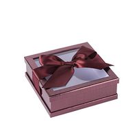 Hammont Clear Window Gift Boxes - Multipurpose Bakery Boxes with Ribbon | Treat Boxes Perfect for Party Favors, Cookies and Cupcakes (Maroon, 6” x 6” x 2”) (3 Pack)