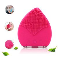 OMZBM Silicone Face Cleanser and Massager Brush, IPX5 Waterproof Rechargeable Facial Cleansing System for Vibration Massage,Red