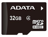 ADATA AUSDH32GCL4-RA1 MicroSDHC 32GB Class 4 + SD Adapter, Black