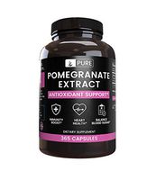 Natural Pomegranate Extract, 365 Capsules, 3 Month Supply, No Magnesium or Rice Filler, 40% Ellagic Acid, Antioxidant-Rich, Made in USA, Gluten-Free, Pure Pomegranate Extract with No Additives