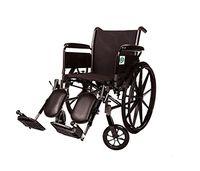 Healthline Lightweight Wheelchair Folding Transport Chair, Lightweight Folding Transport Wheelchair Light Medical Standard Manual Wheelchair, Comfortable Full Arms and Elevating Legrest, 18 Inch Seat