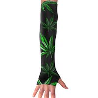 BaPaLa Marijuana Leaf Pattern Sports Arm Sleeves Cooling Or Warmer UV Sun Protection Compression Arm Sleeve for Women& Men Suit for Cycling,Running,Golf, Basketball,Football 1 Pairs