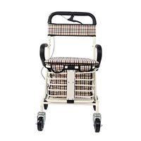Rollators & Walkers Rolling Walkers Elderly Walker Foldable Trolley Six-Wheel with Basket Shopping Cart Can Sit Light Scooter (Color : White, Size : 60x43x85cm)